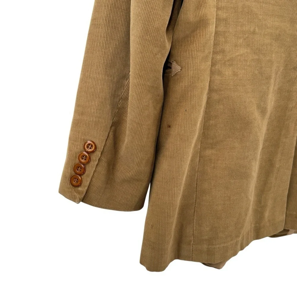 Vintage 70s Western Wear Corduroy Blazer Mustang by Haggar Made in USA Tan | 40